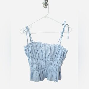 NWT! Lizard Thicket (Porter St.) Cropped Ruched Tank Light Blue Med.